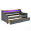 Canapé-lit simple rembourré avec lumières DEL, rangement, tête de lit réglable et chargement sans fil-415922702