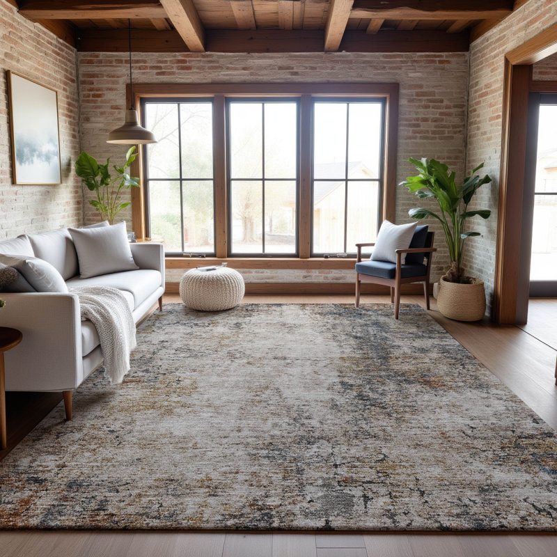 Premium Machine Washable Lyndhurst AMF1179 Modern Rug, Rectangle 10' x 14'