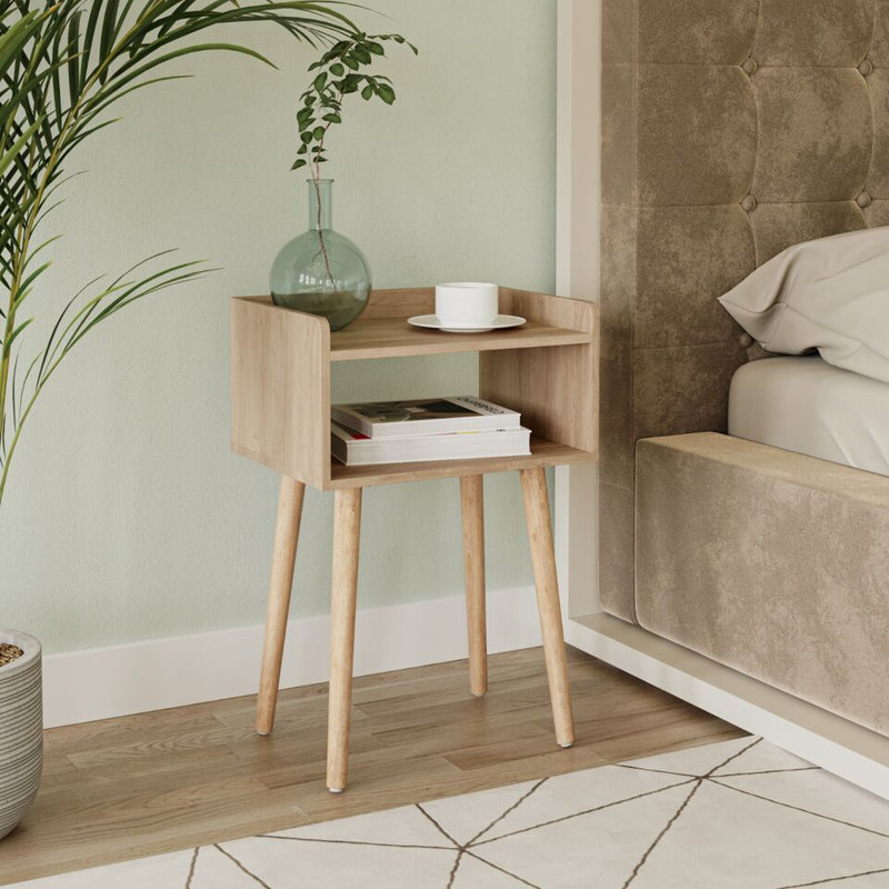 Zilla  40cm W Solid Wood Bedside Table, Natural