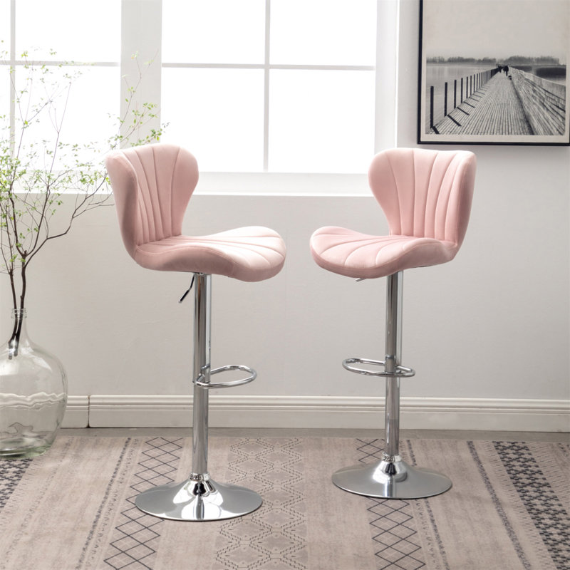 Ensemble de 2 tabourets de bar rotatifs réglables Ellston, Rose, Rose