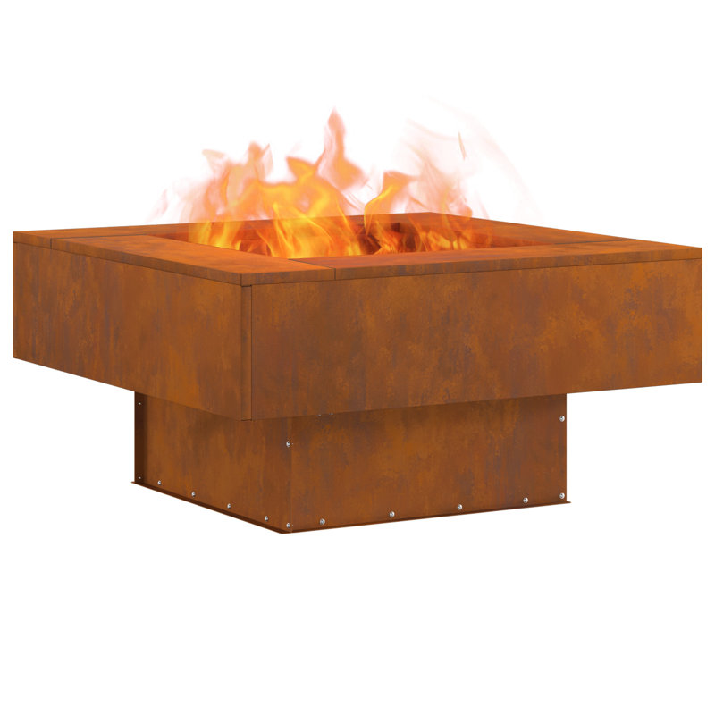 Outdoor Fire Pit, 40cm H x 80cm W x 80cm D, Brown
