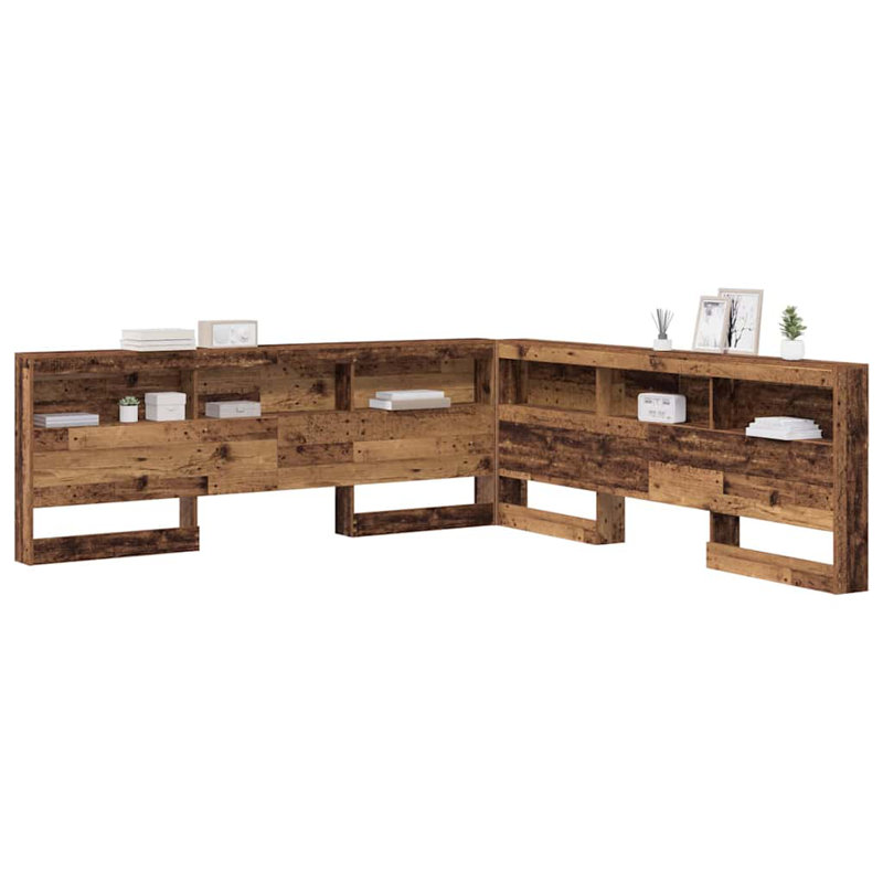  Storage Headboard Concrete Engineered Wood, 210 x 200cm, Old Wood