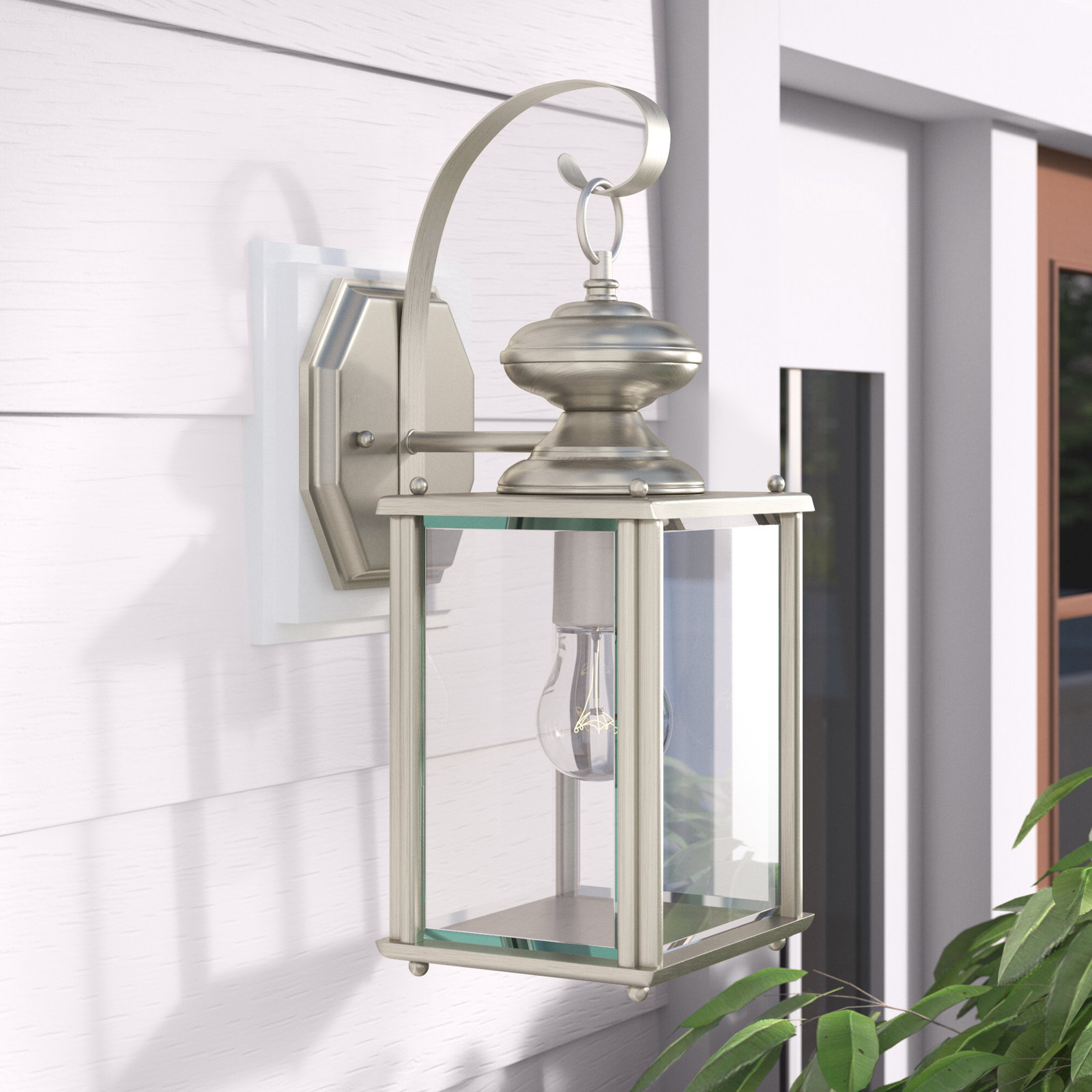 Tiernan Single Light Outdoor Wall Light, Antique Brushed Nickel