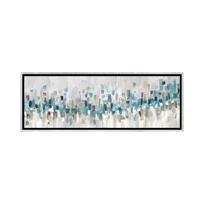 «Blue Staccato» par Inconnu - reproduction d'art, Toile argentée avec cadre flottant, H 12 po x l 36 po x P 1,5 po