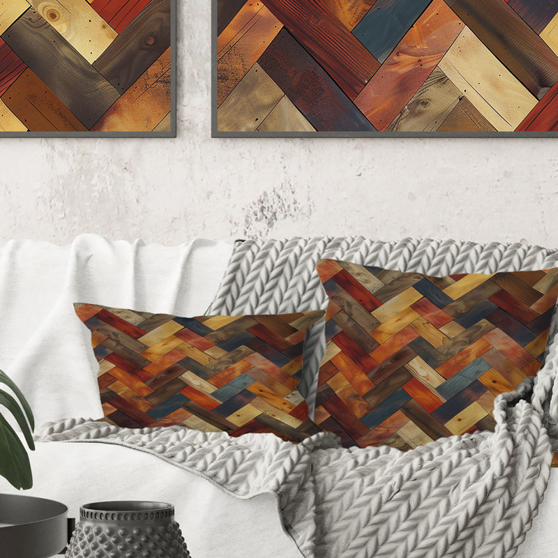 Coussin brun à chevrons I - Mid-Century