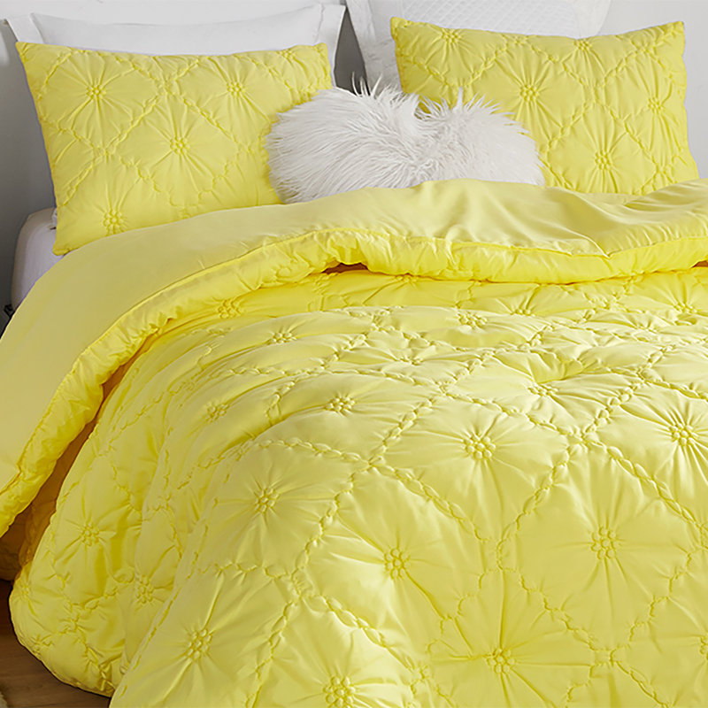  Farmhouse Morning Quilted Oversized Comforter Set, Twin XL Comforter + 1 Sham, Limelight Yellow