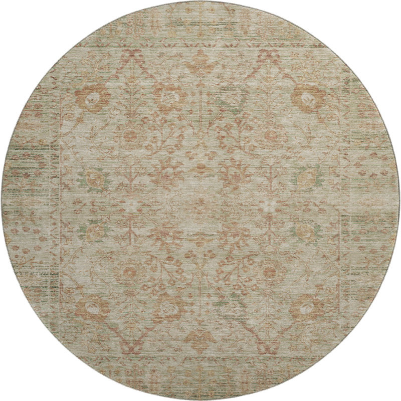 Premium Machine Washable Wayne AMF1106 Global Rug, Round 8'