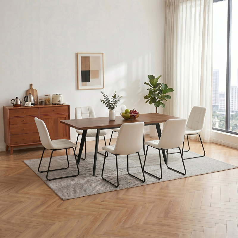 Ensemble de salle à manger extensible 7 pièces Devault, White, Brun