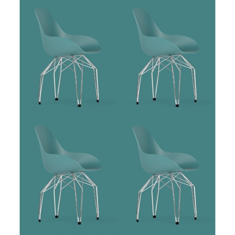 Chaises en diamant (ensemble de 4), Gris clair, Chrome chrome