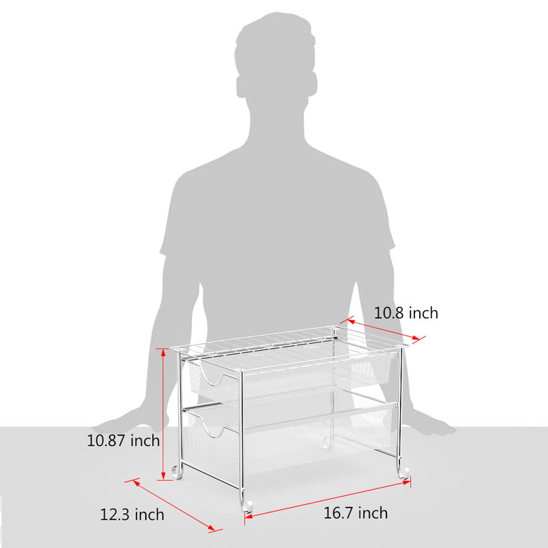 2-Tier Drawer Style Storage Shelf