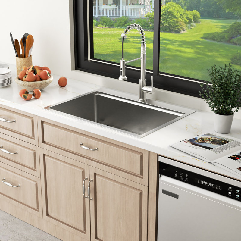 30" L x 22" W Drop-In Kitchen Sink Single Bowl 16 Guage Stainless Steel Kitchen Sink Workstation with Accessories