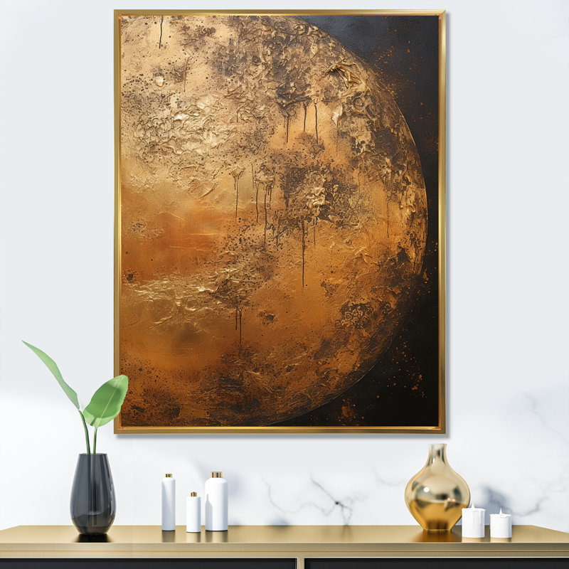 Rayon de lune bronze, H 32 po x l 24 po x P 1 po, Cadre flottant doré