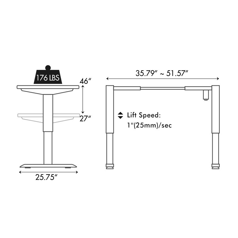 Euri Height Adjustable Standing Desk with Drawers, 46" H x 63" W x 30" D, White