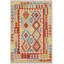 Tapis rouge / beige / bleu en laine noué à la main 3 pi 6 po x 4 pi 10 po Barkhamsted