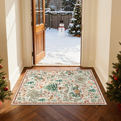  Tapis lavable de Noël, tapis de Noël modernes, confortables et antidérapants