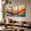 3 panneaux muraux de montagnes abstraites colorées, impression sur toile-1244903568