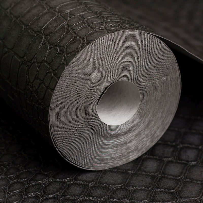 Superfresco Easy Crocodile Skin Effect Wallpaper, Black