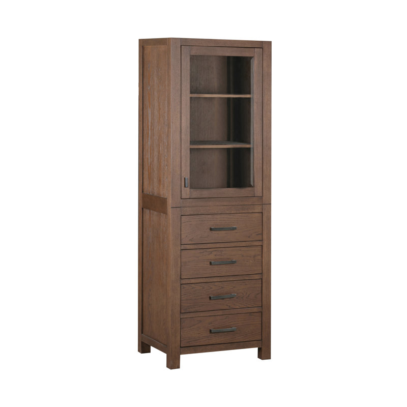Keira Freestanding Wood Linen Cabinet, Mocha Oak