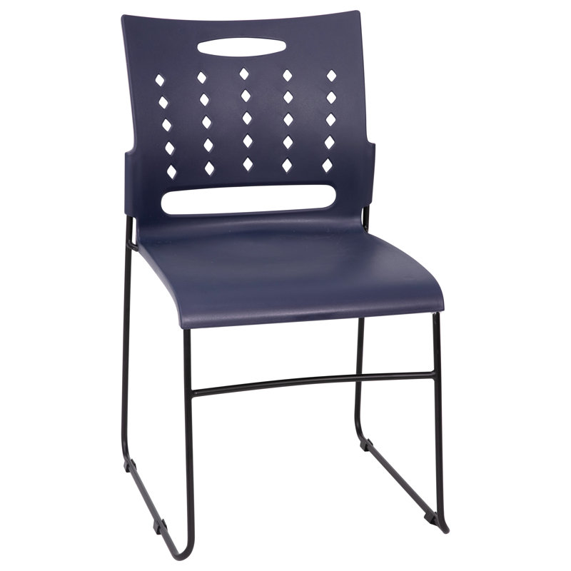 Heidi 881 lb. Capacity Sled Base Stack Chair with Air-Vent Back, Navy, 1