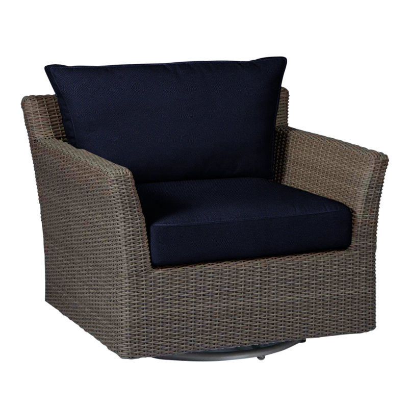 Fauteuil pivotant club tissé - noyer noir, Welt, Lin marine, Noyer noir