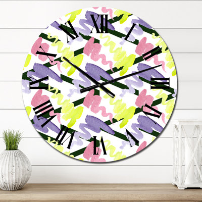 Horloge murale à motif zigzag jaune