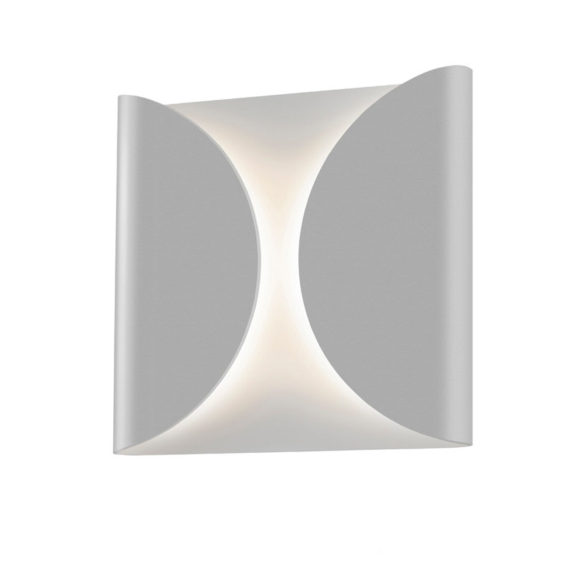 Plafonnier encastré 1 lumière DEL Folds, Gris, H 8 po x l 8 po x P 2,25 po