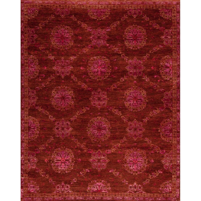 Seville Hand Knotted Area Rug in Dusty-Cedar/Red, Rectangle 8' x 10'