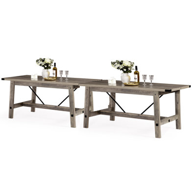 Lysiane Set Of 2 Farmhouse Dining Tables For 8-12 Persons With Heavy Duty Wooden Legs, 135.4 Inch Rectangular Modern Wood Kitchen Table For Dining Roo by Latitude Run