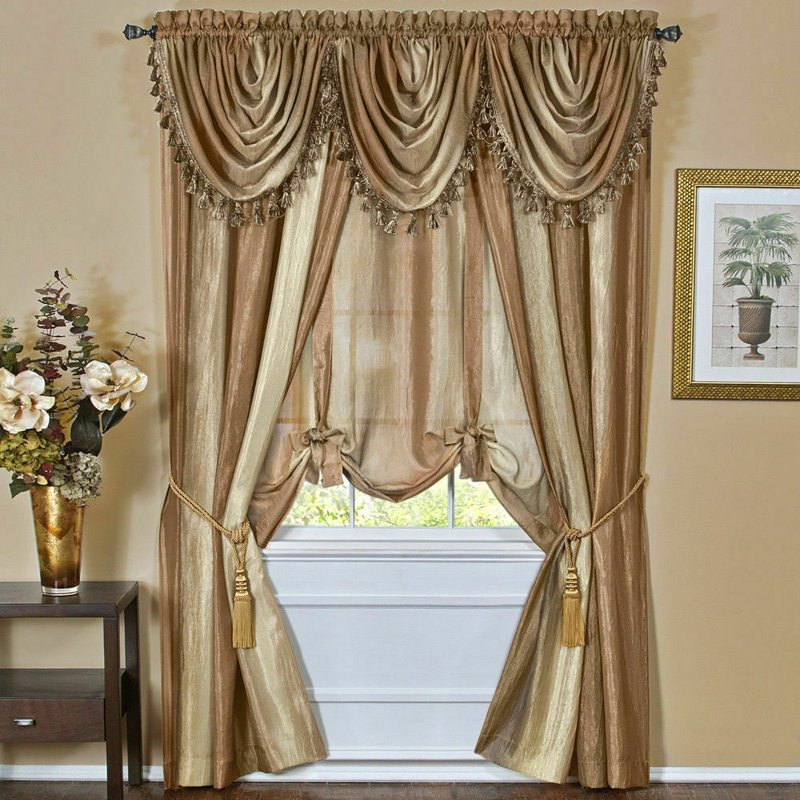 Pelley Semi Sheer Curtain Pair, Sandstone, 50" x 63"