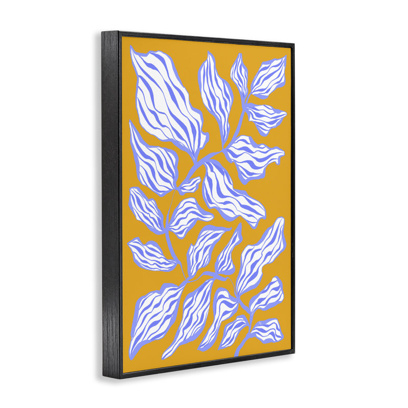 «Leaves on Orange», estampe numérique encadrée par Martina Pavlova, Giclée encadrée noir minuit, H 24 po x l 16 po