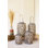  Ensemble de 4 porte-bougies en saule gris H 13,5 po