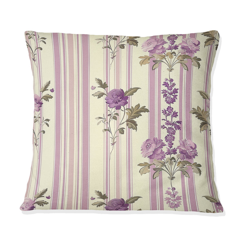 Lavande à rayures fines - Coussin décoratif transitionnel, H 18 po x l 18 po
