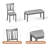 Dining Table Set for 6, 6-Piece  Kitchen Table & Chair Set, Includes 1 Table, 4 Upholstered Chairs & 1 Bench, Slatted Backrest-976269238