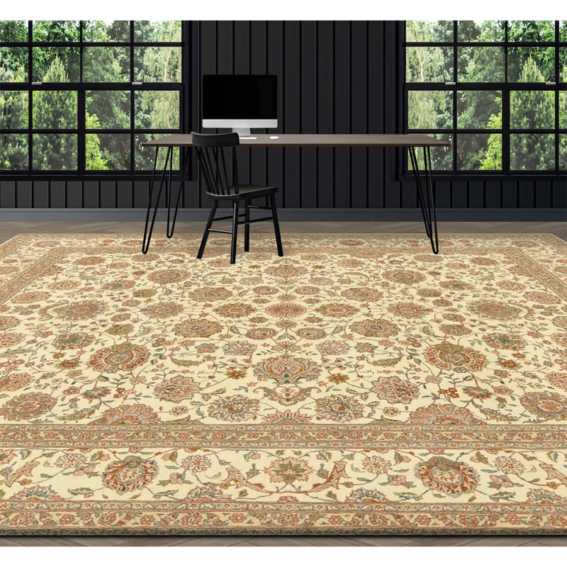 High-Quality Hand-Knotted Ivory Area Rug