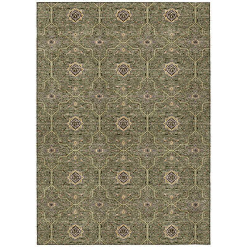 Machine Washable Indoor/Outdoor Kugler ACN2409 Global Rug, Rectangle 8' x 10'