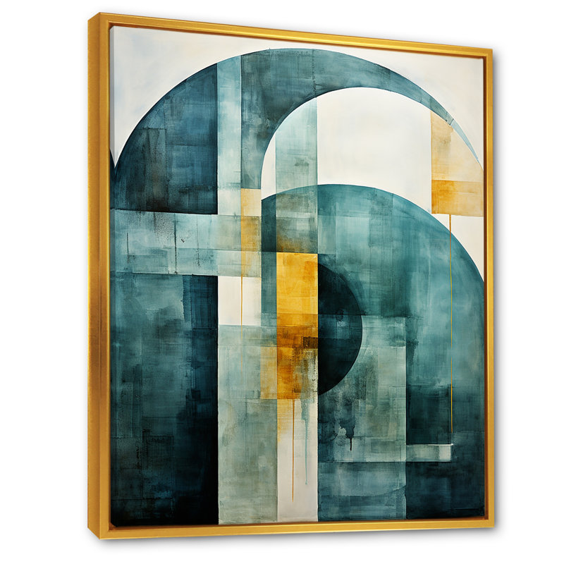 Aquamarine Arches Blist - Formes abstraites, reproduction sur toile, Cadre doré simple, H 32 po x l 24 po x P 1 po