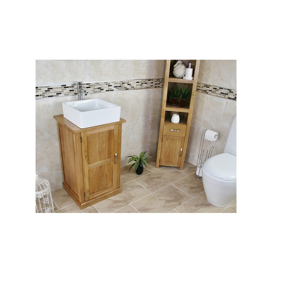 Crabb Compact Solid Oak 500mm Free-Standing Vanity Unit