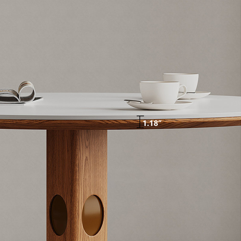 Table de salle à manger blanche, Argent / brun noisette, H 29,53 po x L 39,37 po x l 39,37 po