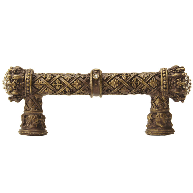 Carpe Diem 6330-3C Crowning Glory Queen Elizabeth Antique Brass Queen Elizabeth 5 inches c.c. pull w/ Swarovski Crystals in Antique Brass