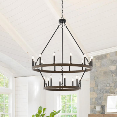 Musser 20-Light Living Room Candle Style Chandelier on Steel Casters
