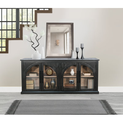  Vitrine en bois Elena avec portes en verre arquées