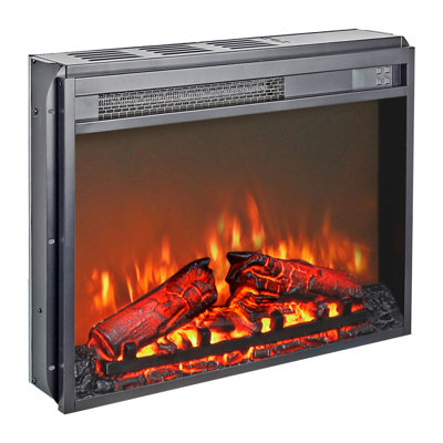 Foyer électrique de 23 pouces: chauffage ultra-mince avec bûche et effets de flammes réalistes. Protection contre la surchauffe de la minuterie télécommandée. 1400 W de chaleur, 5000 / H, 11 réglages de température, 4 réglages de luminosité.