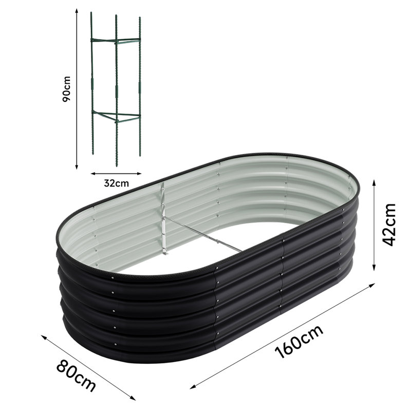 Brelon Galvanized Planter: Weatherproof, Child-Safe & Easy Drain, 42cm H x 160cm W x 80cm D, Black