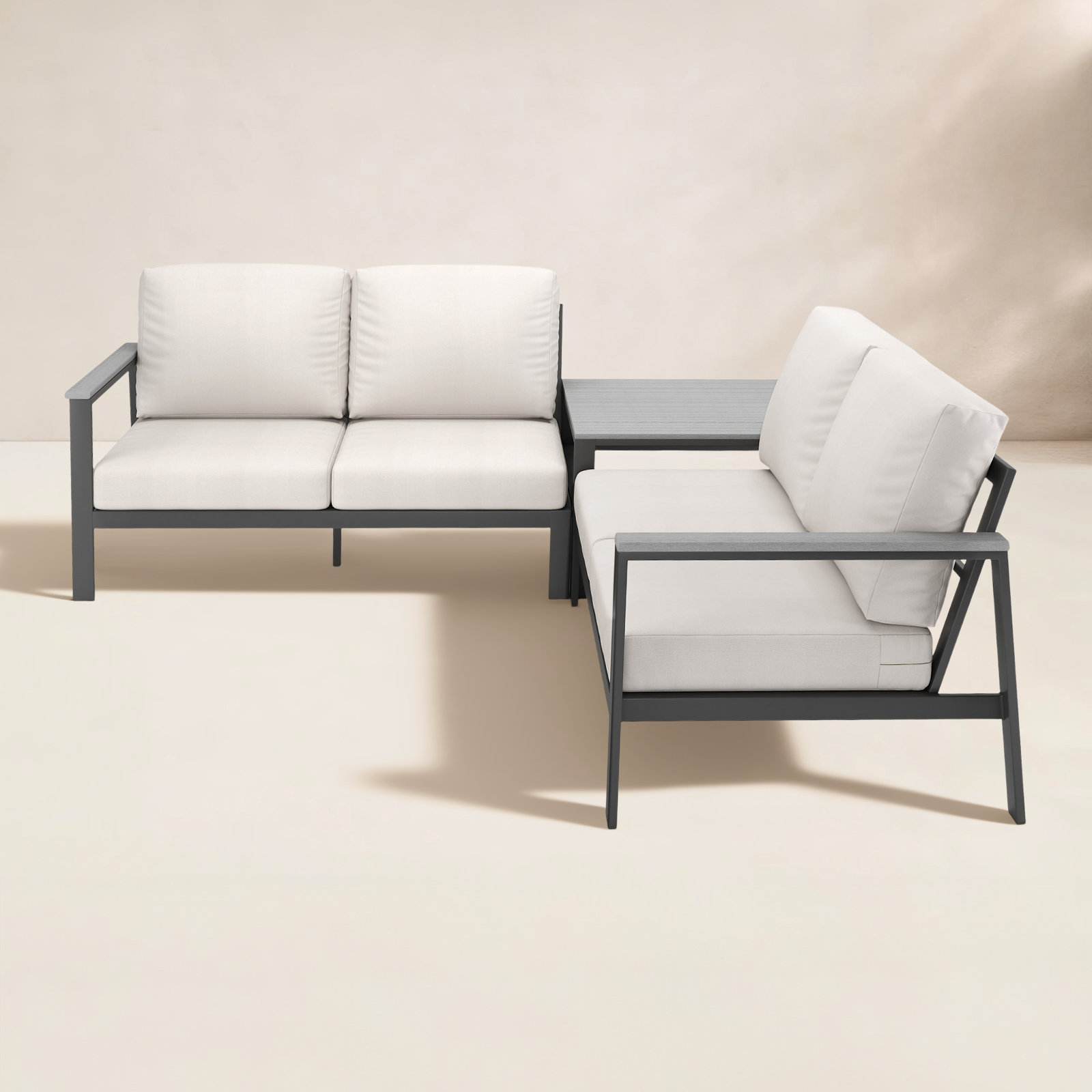 Adette 4 - Person Patio Conversation Set with Sunbrella® Cushions, Canvas White Sunbrella® Canvas
