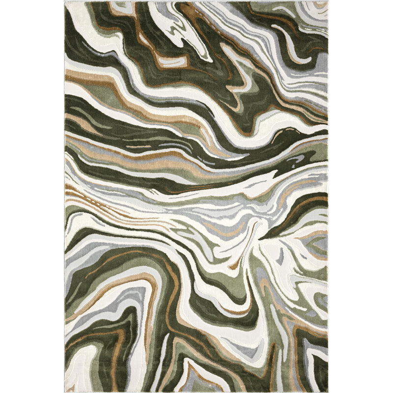 Abani Rugs Ardencroft REG260C Green Intertwined Lines Area Rug, Rectangle 6 pi x 9 pi