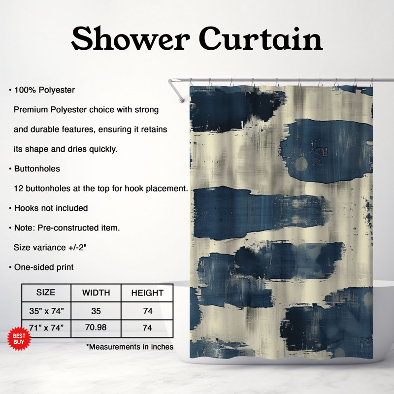 Rideau de douche Blue Arcs - Premium, H 74 po x l 71 po