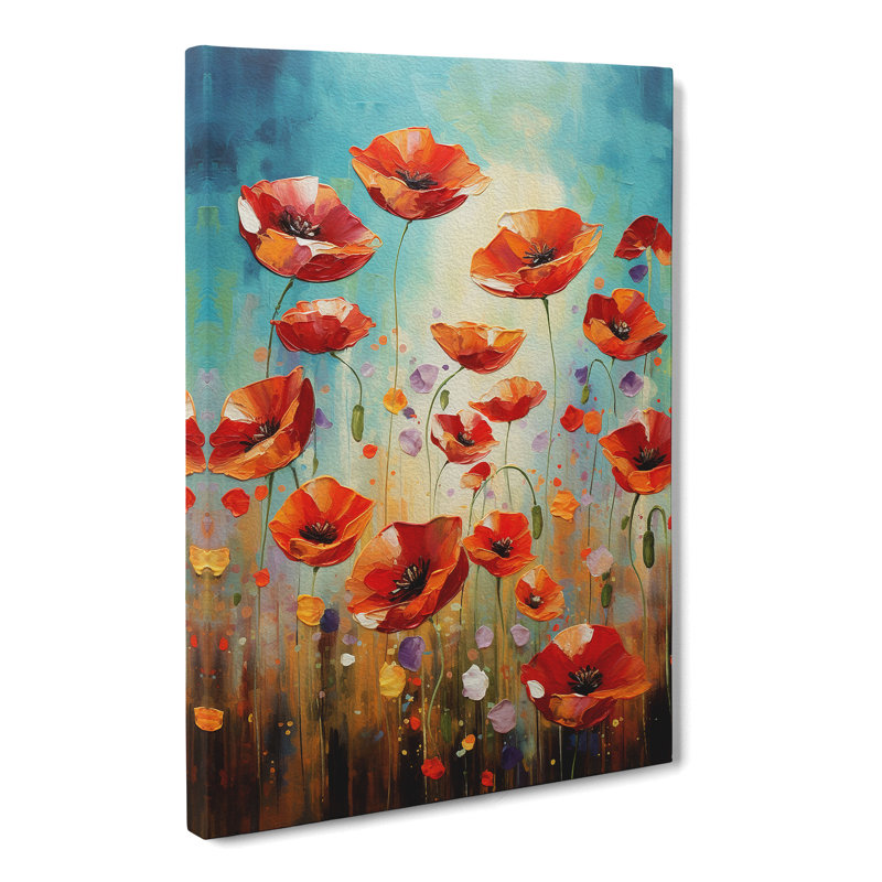 Poppy Field Abstract - Wrapped Canvas, 60cm H x 40cm W x 3cm D