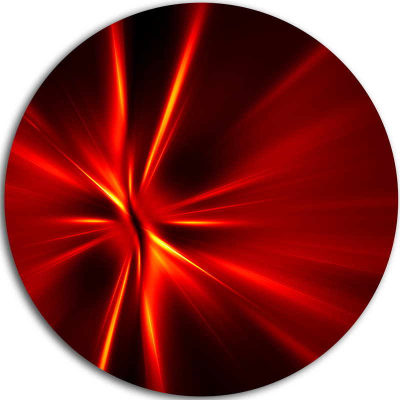 Corwin, art graphique abstrait «Red and Yellow Rays», H 38 po x l 38 po x P 1 po, Métal