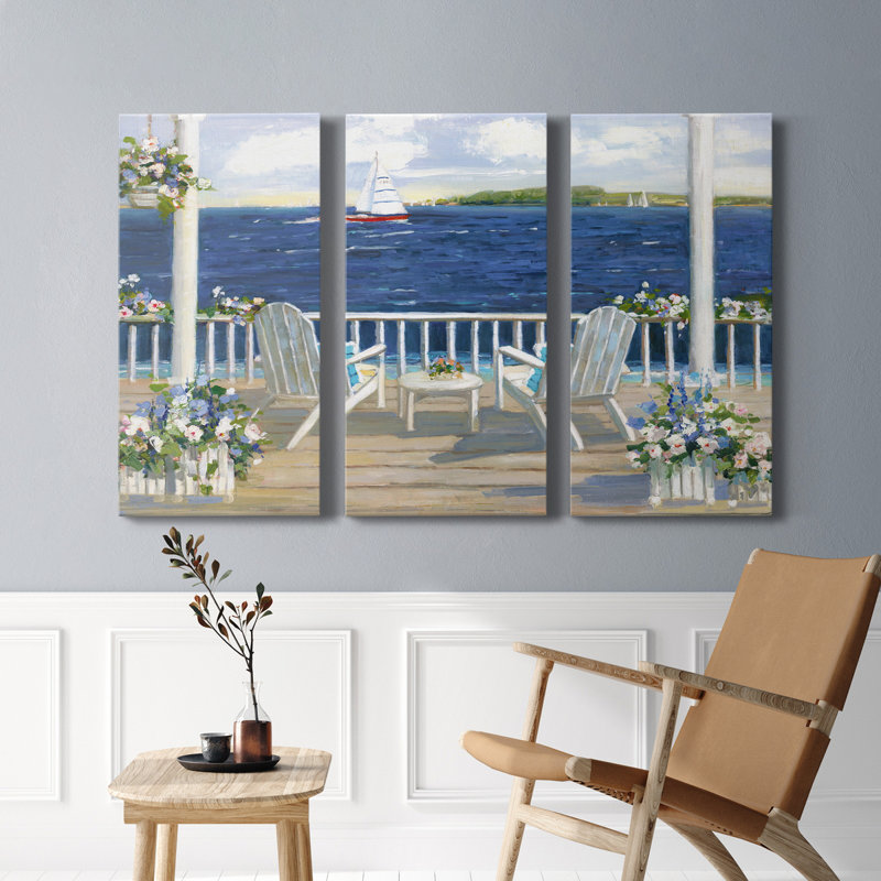 Voile d'été - peinture sur toile tendue 3 pièces, H 18 po x l 36 po x P 1 po