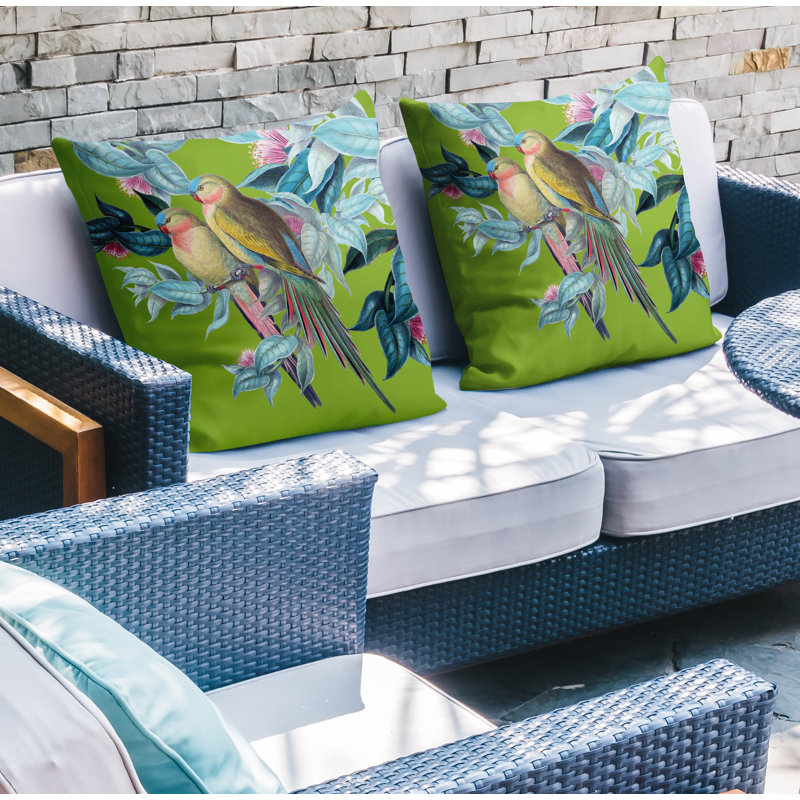 Housse et insert de coussin carré intérieur / extérieur Padmini, L 19 po x H 19 po, Chartreuse